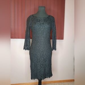 Diane Von Furstenberg Black Lace Long Sleeve Dress Size Tag Cut Best For Size S
